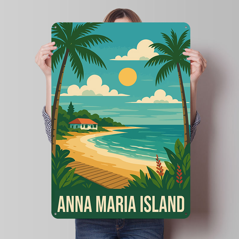 Retro Gaming Island - Металлический постер «Остров Анна-Мария»: винтажная жестяная