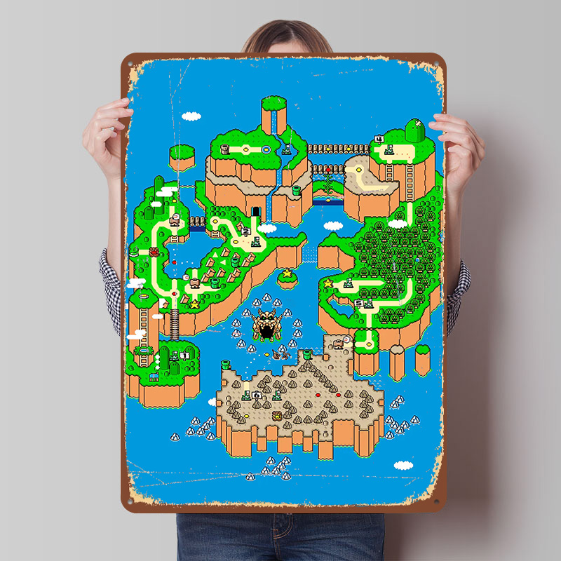 Retro Gaming Island - Металлический постер «Земля динозавров», индивидуальный настенный