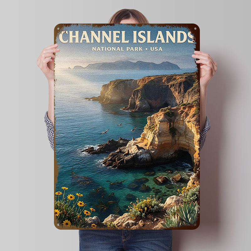Retro Gaming Island - Металлический постер «Национальный парк Канал-Айлендов», винтажные