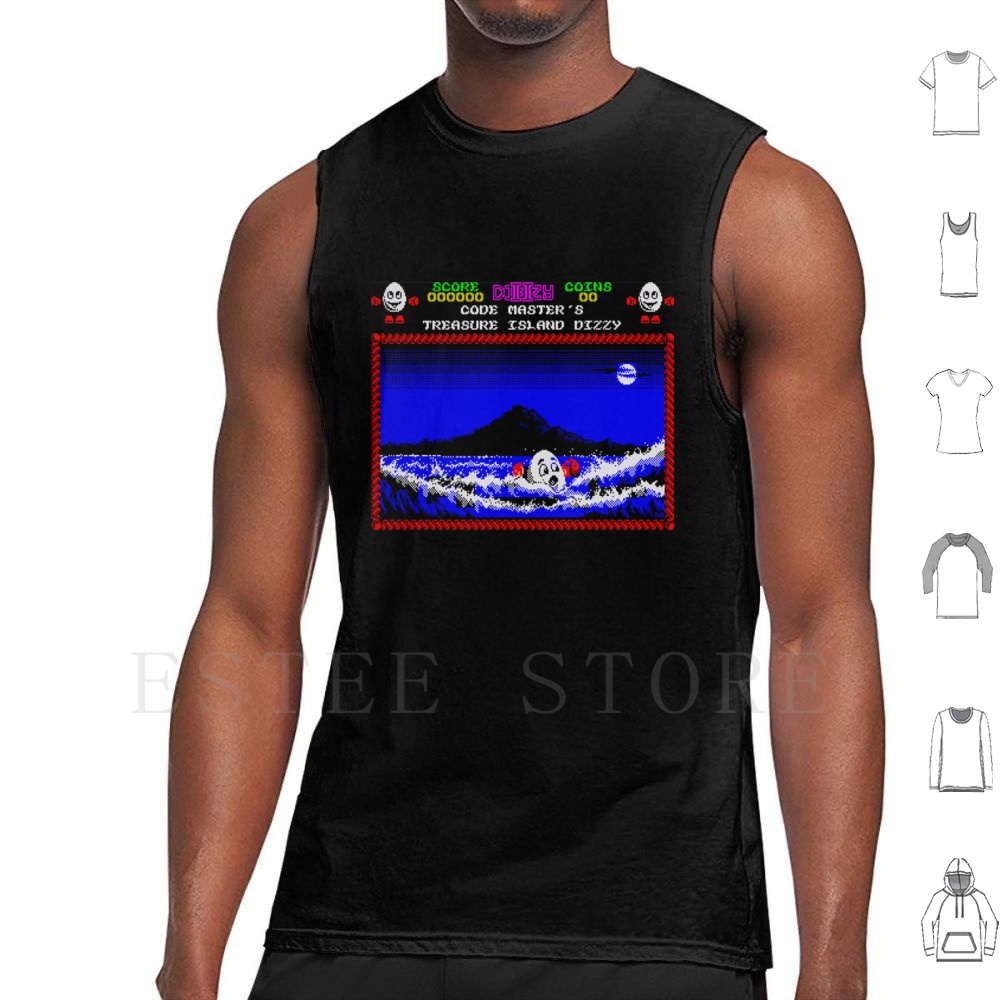 Retro Gaming Island - Майки-топы Treasure Island Dizzy Motif, хлопковые,
