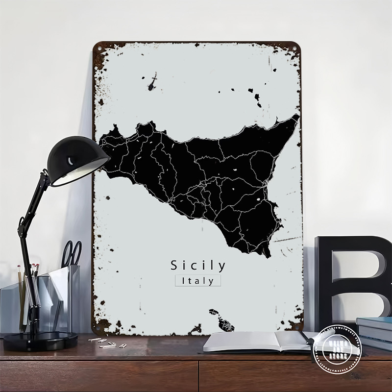Плакат с картой острова Sicily – обзор и цена Retro Gaming Island